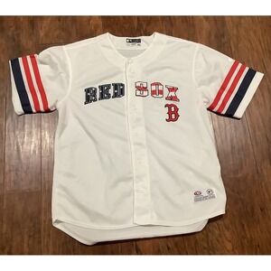 Boston Red Sox True Fan Patriotic Baseball Jersey Men's SZ: L (42-44) White Used